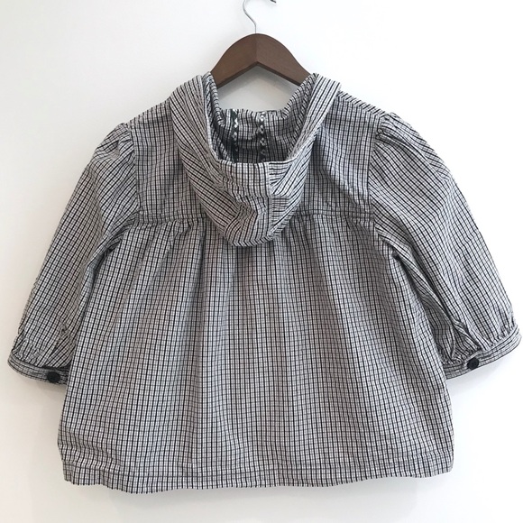 Roxy Black & White Plaid Button Front Hooded Light Spring Jacket - Picture 11 of 15